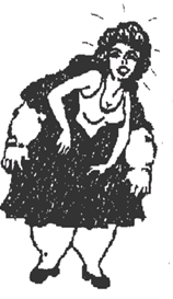 Karikatur wo eine attraktive Frau aus einem dicken Körper steigt